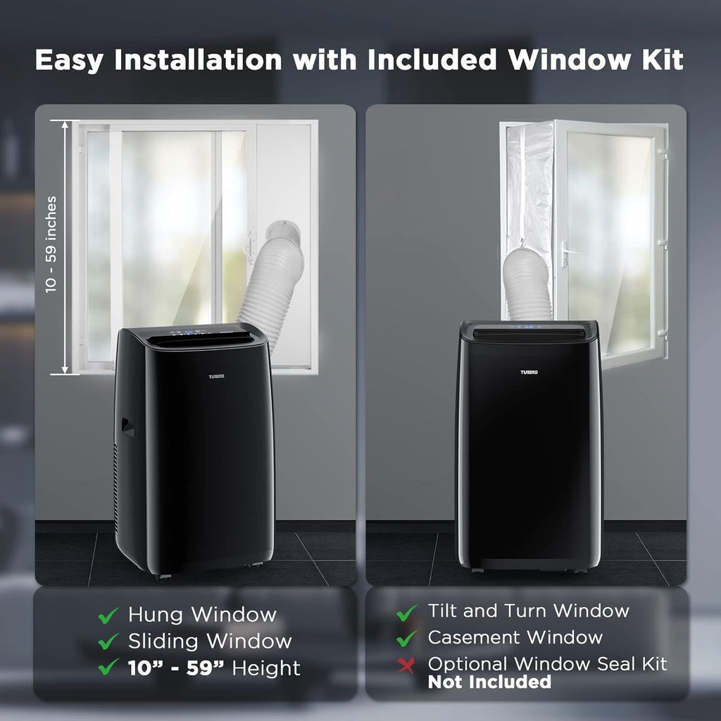 TURBRO 14,000 BTU Smart WiFi Portable Air Conditioner, Cooling up to 600 Sq Ft, 3 in 1 Functions, with Remote, Supports Alexa Control, Greenland