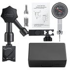 Neoteck Dial Test Indicator with Magnetic Base Stand and Storage Case, 0-0.03"/0.0005" Test Indicator Set with 2 Steel Dovetail Clamps 3/8'' and 5/32'' for Machine Set-Up-Black