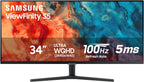 Samsung 34" ViewFinity S50GC Series Ultrawide QHD Monitor  100Hz  5ms  HDR10  AMD FreeSync  Ultrawide Screen  Eye Care  Thin Bezels  PIP  PBP  LS34C50DGANXZA  2023  Black