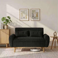 Shintenchi Small Modern Loveseat Couch Sofa, Mid Century Fabric Upholstered 2-Seat Sofa Couch Love Seats Furniture for Small Space,Living Room,Studio,Apartment with 2 Pillows,Black