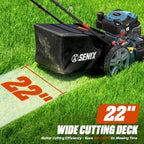 SENIX Gas Lawn Mower  22" Self Propelled Gas Powered Lawnmower with 170cc OHV 4-Cycle Engine  3-in-1 Walk-Behind Push Lawn Mower  6-Position Height Adjustment