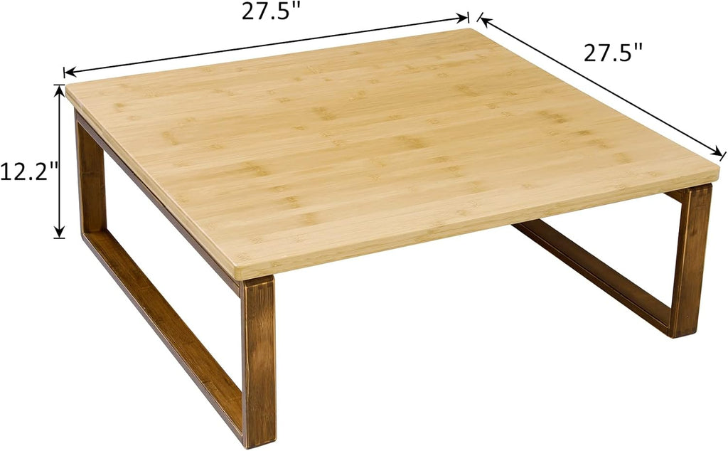 soges Small Foldable Coffee Table, Wooden Low Table for Sitting on The Floor, Bamboo Floor Desk, Japanese Dining Table, Tatami Table for Living Room Bedroom, 60HSLZCT03BB