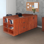 Regency Legacy Stand Up 2 Desk/Storage Cabinet/Lateral File Quad with Bookcase End- Cherry