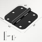 42 Pack Ball Bearing Door Hinges Matte Black 3.5 Inch 5/8"Radius Round Anti Squeak Interior 3-1/2"Flat Iron Bifold Standard Office Bedroom Indoor for Doors 3 ½" Hardware Control Home Decor Essentials