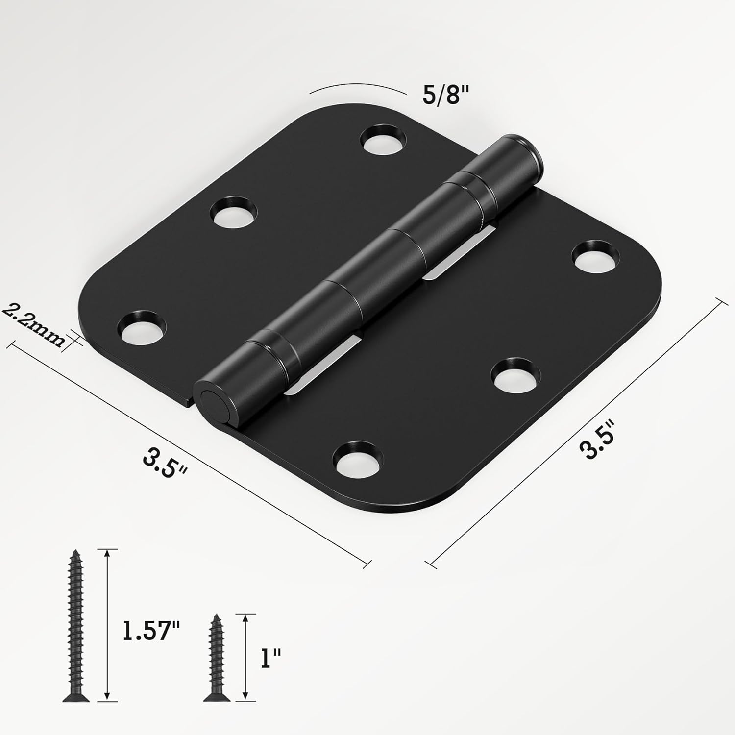 42 Pack Ball Bearing Door Hinges Matte Black 3.5 Inch 5/8"Radius Round Anti Squeak Interior 3-1/2"Flat Iron Bifold Standard Office Bedroom Indoor for Doors 3 ½" Hardware Control Home Decor Essentials