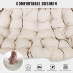 Double Hanging Egg Chair wth Stand, Patio Hammock Swing Chair with Cushion Loveseat for Bedroom, Balcony, Garden, Indoor, Outdoor, Beige