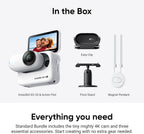 Insta360 GO 3S - 128 GB White 4K Tiny Portable Vlogging Camera  Hands-Free POVs  Mount Anywhere  Stabilization  140 Min Battery Life  10m Waterproof  Apple Find My  Pet POV