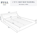 Allewie Full Size LED Platform Bed Frame with Adjustable Headboard/No Box Spring Need/Easy Assembly/Faux Leather in Black