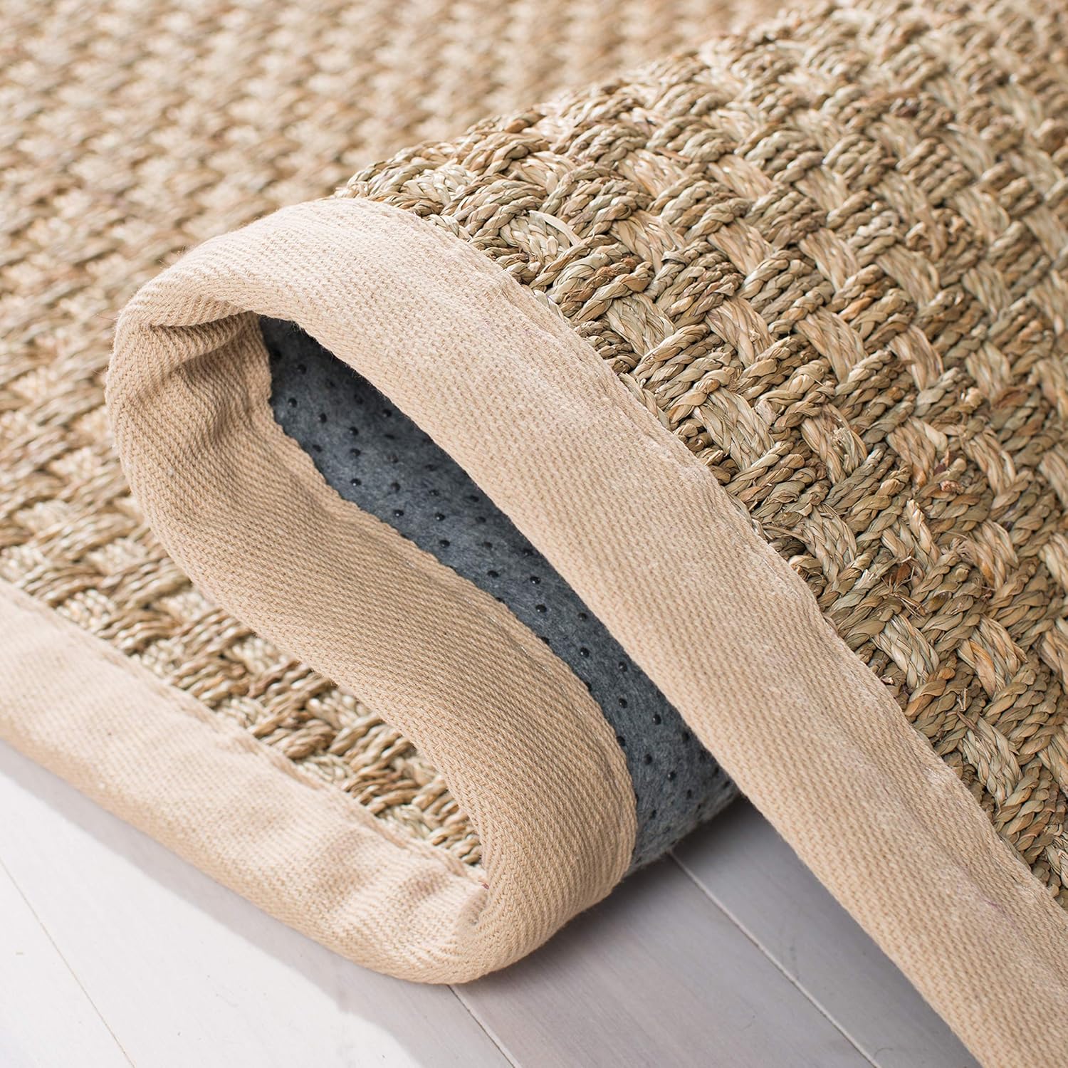 SAFAVIEH Area Rug 8x10 - Natural Fiber Collection - Large - Natural & Beige, Seagrass, Basketweave Pattern (NF114A)