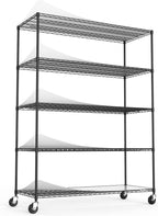 5 Tier 7500lbs Capacity NSF Metal Shelf Wire Shelving Unit, Heavy Duty Adjustable Storage Rack with Wheels & Shelf Liners for Commercial Grade Utility Steel Storage Rack, Black - 82"H x 60"L x 24"D