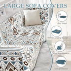 1OO% Waterproof Sectional Couch Covers for Dogs L Shaped Corner Sofa Cover Washable Chenille Sofa Slipcovers Blanket Modern Jacquard Pet Furniture Protector (91"x252", Boho Blue Brown)
