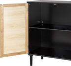 Finnhomy Sideboard Buffet Cabinet, Kitchen Storage Sideboard with Rattan Decorated Doors, Liquor Buffet for Bar, Dining Room, Hallway, Cupboard Console Table, Accent Cabinet, 31.5X 15.8X 34.6 Inches