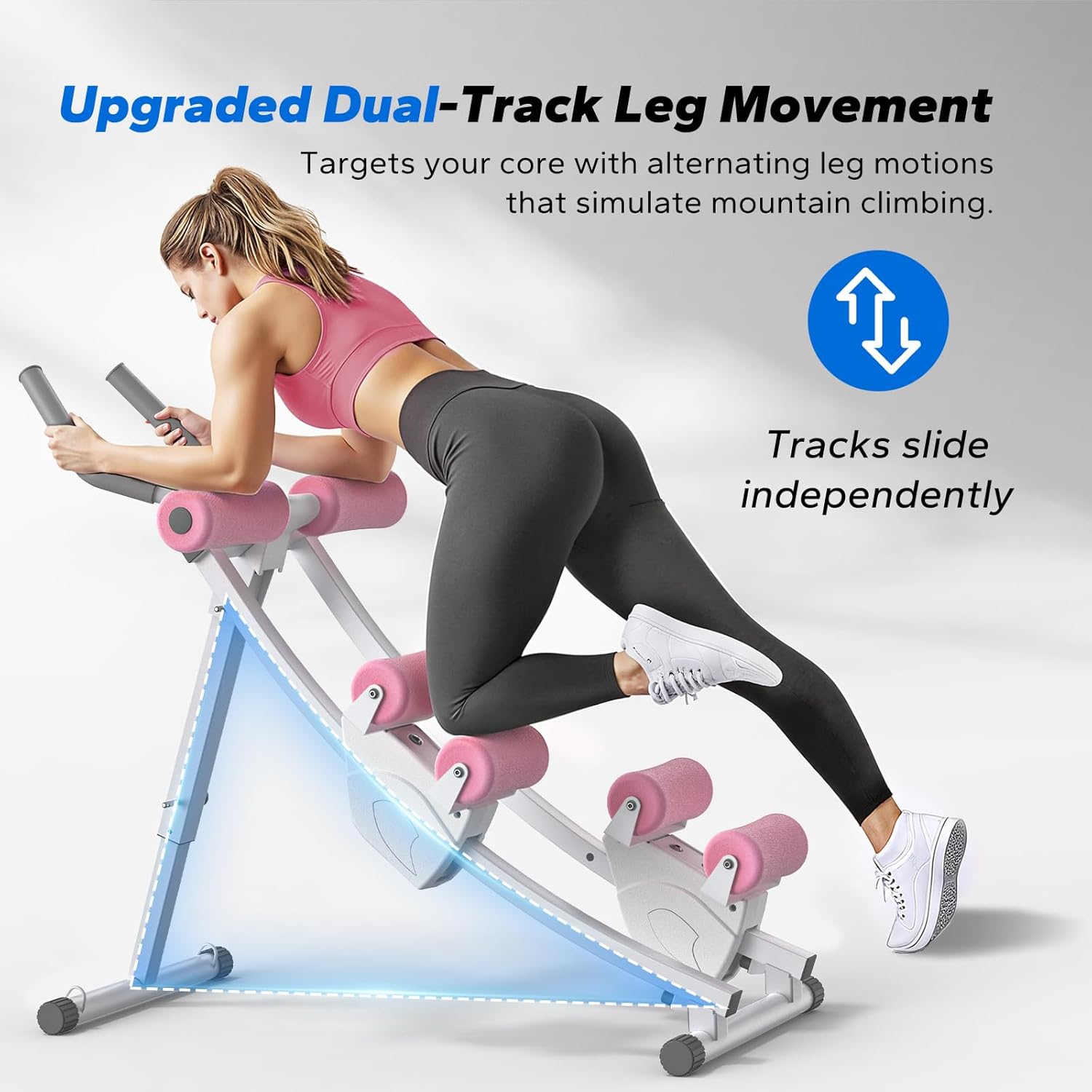 MERACH Ab Machine, Adjustable Ab Trainer Machine, AB Workout Equipment for Home Gym, Independent Dual Tracks for Mountain Climber, Foldable for Home Exercise, Load Capacity 440 LBS