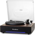 Hi-Fi Record Player with Speakers | Premium Vinyl Turntable with Bluetooth Capability | Built-in 4-Speaker Stereo System for Music Fans  Walnut Veneer+ Silver Trim