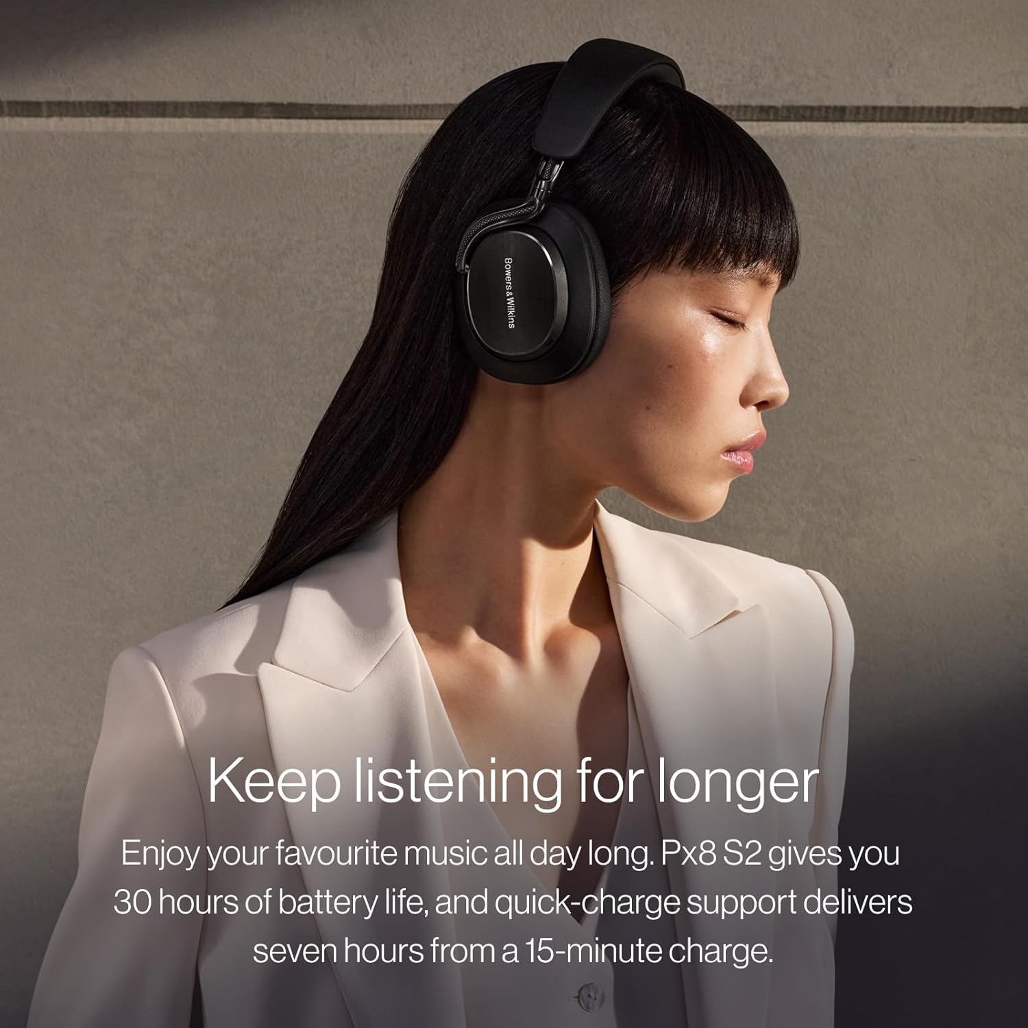 Bowers & Wilkins Px8 S2 Wireless Over-Ear Headphones  Active Noise Cancelling & Transparency Mode  High-Res Playback  30H Playtime with Quick Charge Support  Bluetooth Headphones  Onyx Black