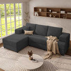 106" Cloud Sectional Sofa with Chaise Lounge, Modular L Shaped Couch with Iron Frame, Modern Fluffy Corduroy Couches for Living Room, Bedroom, Office, Left Facing Chaise, Gray