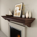 72 Inch Fireplace Mantel Shelf, Invisible Heavy Duty Bracket Floating Mantle for Over Fireplace, Wall Mounted Handcrafted Hollow Solid Wood Design, Rustic Traditional Fireplace Decor (Walnut)