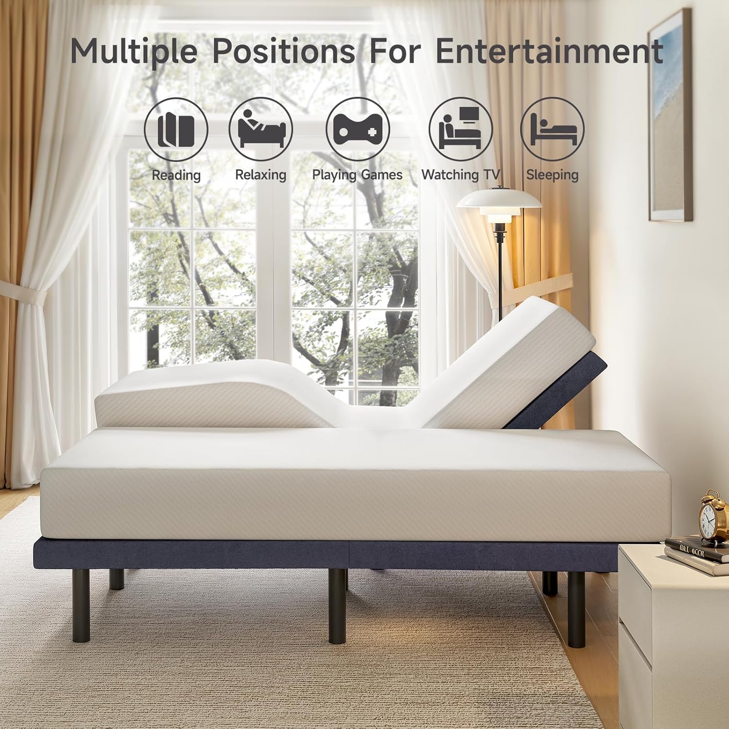 Twin XL Adjustable Bed Frame with Wireless Remote, Electric Beds Base w/3 Massage Modes, Zero Gravity Bed, Head and Foot Incline, 3 Mins Fast Assembly, 2 USB Ports, Memory Pre-Sets, Anti-Snore