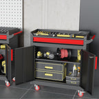 Kelueo Metal Garage Storage Cabinet with Wheels,Lockable Storage Cabinets with Adjustable Shelf,Steel Tool Locker with Pegboard and Handle for Garage,Warehouse