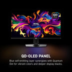 msi MAG 321UP QD-OLED 32-inch QD-OLED 3840 x 2160 (UHD) Computer Monitor  165Hz  Adaptive-Sync  HDMI  Display Port  VGA Port  VESA Mountable  Tilt  Height Adjustable  Speaker  0.03ms  Black