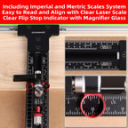 GOINGMAKE Track Saw Parallel Guide System with Mirco Adjustable Flip Stop and Zero Calibration for Woodworking Repeatable Rip Cuts for Track Saw Guide Rail Compatible with Festool,Makita,Milwaukee