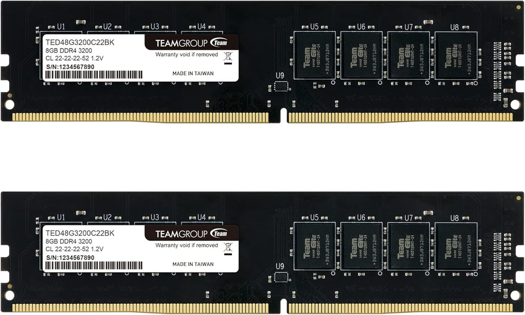 TEAMGROUP Elite DDR4 16GB Kit (2 x 8GB) 3200MHz (PC4-25600) CL22 Unbuffered Non-ECC 1.2V UDIMM 288 Pin PC Computer Desktop Memory Module Ram Upgrade - TED416G3200C22DC01