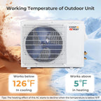 COSTWAY 12000 BTU Wifi Enabled Mini Split Air Conditioner & Heater, 22 SEER2 208-230V Inverter AC Unit Cools up to 750 Sq. Ft, Energy Efficient, Heat Pump (Black, 12000BTU, 208-230V, 22 SEER2-WIFI)