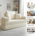 71" Boneless Couch Sofa Bed Oversized Round Couch 2-in-1 Foldable Floor Loveseat Sofa for Living Room and Apartment No Assembly (Beige, 71")