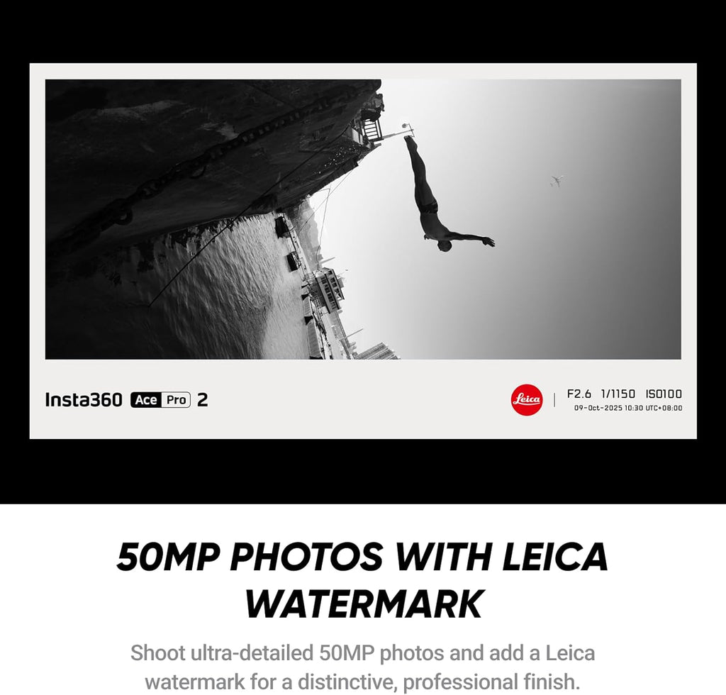Insta360 Ace Pro 2 Flash Print Bundle - 8K Waterproof Action Camera Co-Engineered with Leica  1/1.3" Sensor  Dual AI Chip  Leading Low Light  Xplorer Grip Pro Kit for Street Photography