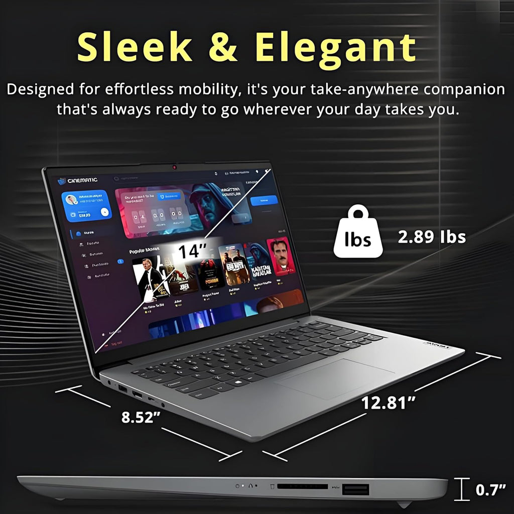 Lenovo IdeaPad Laptop for Students  1-Year Office 365  Intel High Performance CPU  4GB RAM  128GB eMMC  SD-Card Reader  WiFi 6  Windows 11 S  8 in 1 Hub  Type C RJ45 Cable