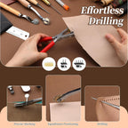 424 Pcs Leather Working Tools Leather Tools Leathers Tooling Kit Leathers Hole Punch Tool with Instructions, Sewing Kit, Wooden Storage Box, Stamping Set