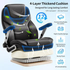 Big and Tall Office Chair with 5D Arms, 600lbs Fabric & PU Leather Heavy Duty Desk Chair, Adjustable Lumbar Support & Height, Tilt Function, High Back Ergonomic Executive Computer Chair