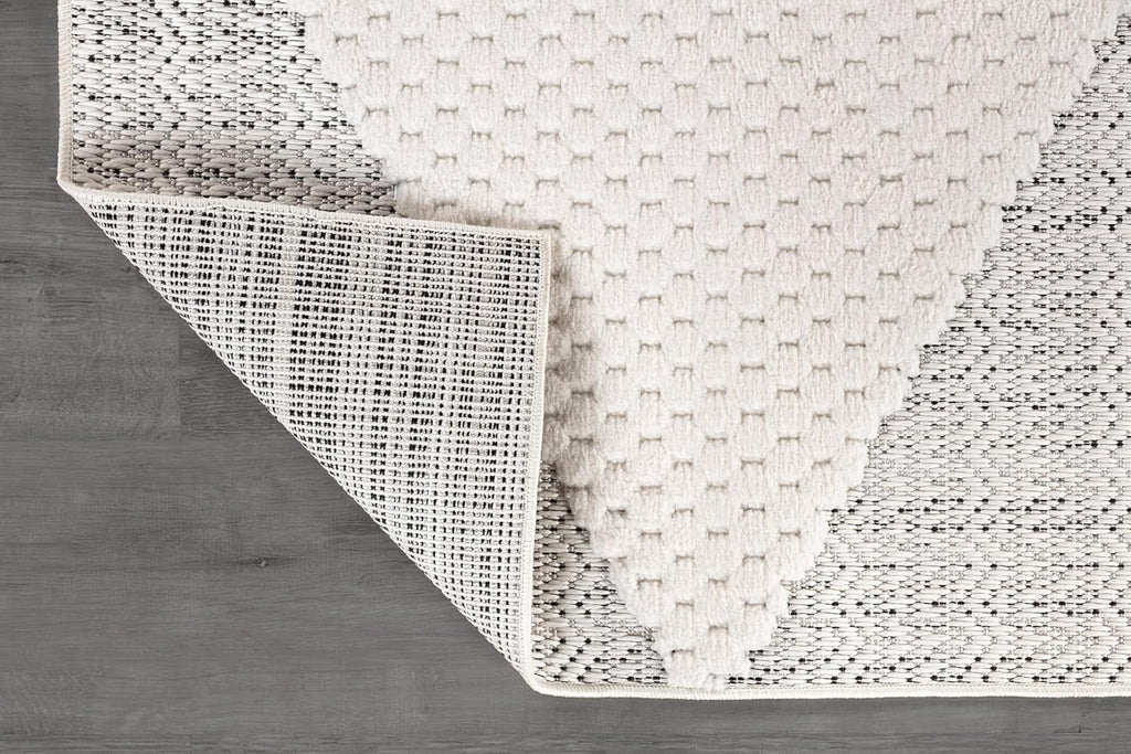 Modern Micro Loop Indoor Area Rugs for Living Room Bedroom Kitchen Geometric Triangle White 9x12 Luxury Durable Low and High Pile Non-Shedding Stain Resistant Soft Area Carpet 9 x 12