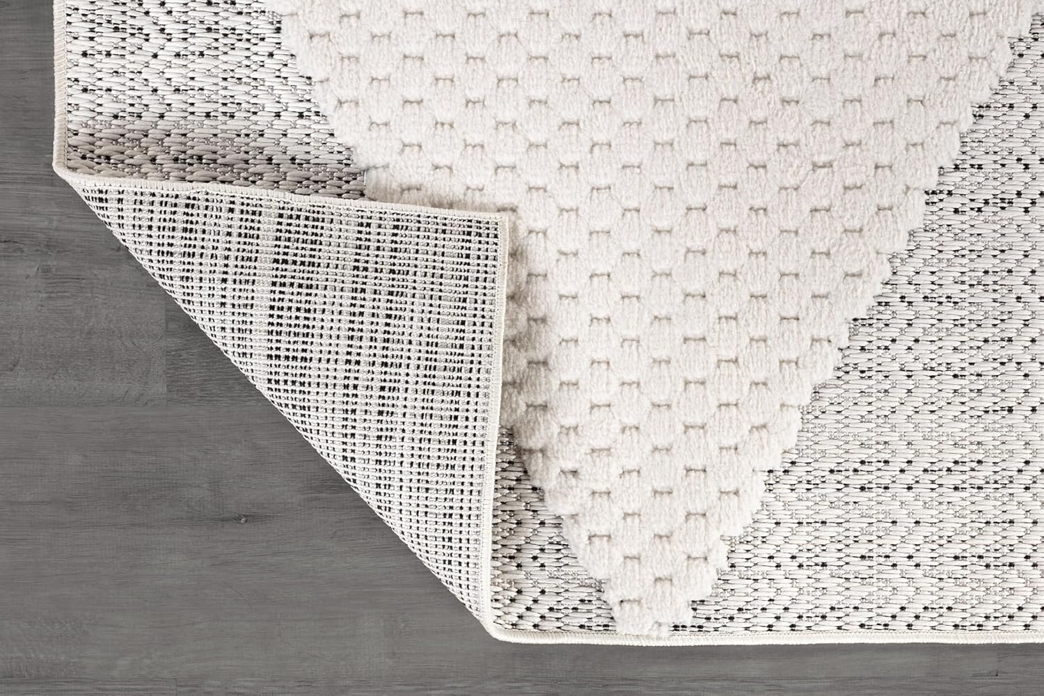 Modern Micro Loop Indoor Area Rugs for Living Room Bedroom Kitchen Geometric Triangle White 9x12 Luxury Durable Low and High Pile Non-Shedding Stain Resistant Soft Area Carpet 9 x 12