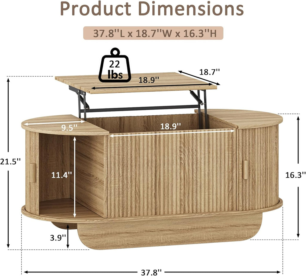 TV Stand and Coffee Table Set of 2, Modern TV Stand for Living Room, 98” Entertainment Center Fits 55”-95” TVs,Lift Top Coffee Table for Home,Office, Natural