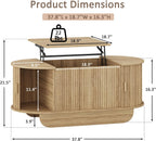 TV Stand and Coffee Table Set of 2, Modern TV Stand for Living Room, 98” Entertainment Center Fits 55”-95” TVs,Lift Top Coffee Table for Home,Office, Natural