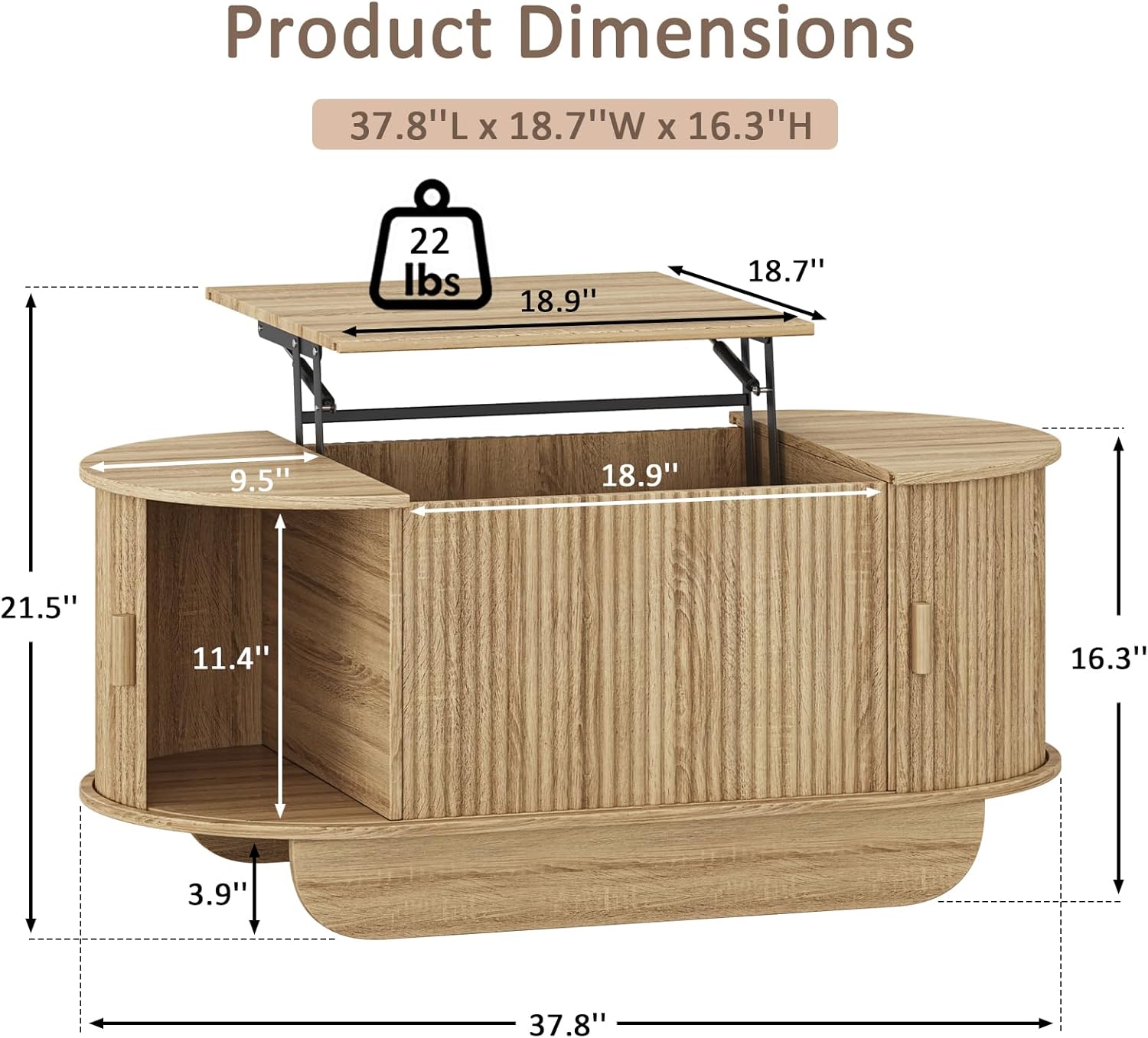 TV Stand and Coffee Table Set of 2, Modern TV Stand for Living Room, 98” Entertainment Center Fits 55”-95” TVs,Lift Top Coffee Table for Home,Office, Natural