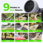 Retractable Garden Hose Reel 5/8 in x 100 ft  Heavy Duty Wall Mounted Water Hose Reel with 9-Pattern Nozzle  Any Length Lock  Automatic Slow Return System  180° Swivel Bracket  UV Resistant