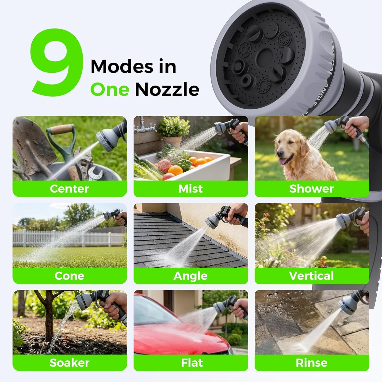 Retractable Garden Hose Reel 5/8 in x 100 ft  Heavy Duty Wall Mounted Water Hose Reel with 9-Pattern Nozzle  Any Length Lock  Automatic Slow Return System  180° Swivel Bracket  UV Resistant