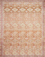 Loloi Layla Collection LAY-16 Natural/Spice 9'-0" x 12'-0" .13" Thick Area Rug, Soft, Durable, Vintage Inspired, Distressed, Low Pile, Non-Shedding, Easy Clean, Printed, Living Room Rug