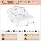 50" W Chaise Lounge Chair Indoor, Oversized Upholstered Corduroy Boneless Sofa Bed with 3 Pillows, Deep Seat Sleeper Reading Chair Cloud Couch for Living Room, No Assembly Required