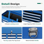 Greenvelly Tool Chest, 5-Drawer Rolling Tool Chest with Hooks and Lockable Wheels, Detachable Top Tool Box, Toolbox with Wheels, Rolling Tool Box for Mechanics Garage Workshop and Tool Room (Blue)