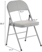 Karl home 6 Pack Grey Folding Chairs with Padded Seats for Outdoor & Indoor, Portable Stackable Commercial Seat with Steel Frame for Events Office Wedding Party, 330lbs Capacity