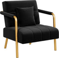 Yaheetech 30" W Modern Sofa Small Sofa Luxurious Velvet Fabric Couch with Gold-Tone Metal Arms and Legs for Living Room, Home Office, Studio Black