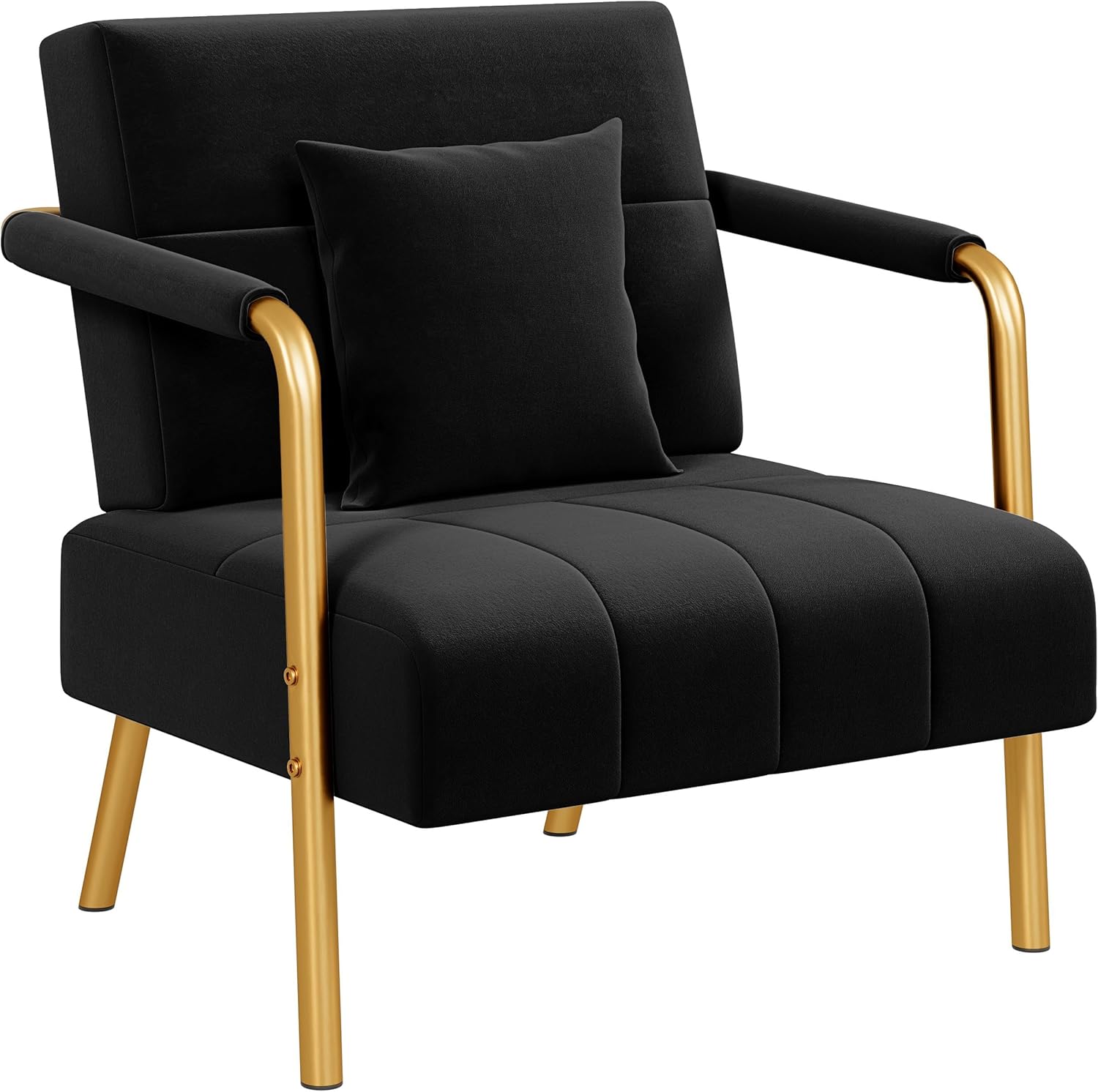 Yaheetech 30" W Modern Sofa Small Sofa Luxurious Velvet Fabric Couch with Gold-Tone Metal Arms and Legs for Living Room, Home Office, Studio Black