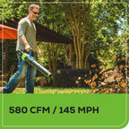 Greenworks 80V 21” Brushless (Self-Propelled) Cordless Electric Lawn Mower + (580 CFM) Axial Leaf Blower (75+ Compatible Tools)  4.0Ah Battery and 60 Minute Rapid Charger  Green and Black