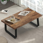 HSH Rustic Coffee Table, Industrial Wood and Metal Center Table, Farmhouse Minimalist Oak Coffee Table for Living Room, Modern Rectangular Wooden Tea&Coffee Table for Bedroom Home, Rustic Brown, 39 In
