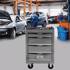 Iron-Top Rolling Tool Chest with Lockable Wheels and Side Handles, 7-Drawer Tool Storage Cabinet with Ball Bearing for Garage, Repair Shop, Required Assembly, Large Storage Capacity (Iron, 4-Gray)