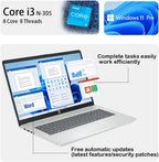 HP 17.3'' Touchscreen Laptop Computer-Windows 11 Pro for Business & Home Use  8-Cores Intel i3-N305  32GB RAM  128GB eMMC+1TB PCIe M.2 SSD  720 HD Webcam  HDMI  Num Pad  Wi-Fi 6  1 Year Office 365
