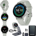 Garmin Venu 3S Running GPS Smartwatch with AMOLED Display  Advanced Health  Fitness Features  Up to 14 Day Battery Life with Signature Power Bundle | Silver with Sage Gray Silicone Band